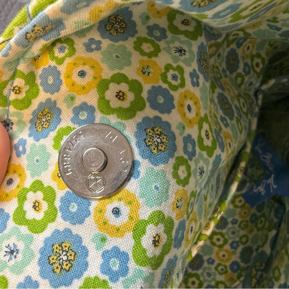 Vera Bradley English Meadow Quilted Tote Bag Blue Green Floral Retired Pattern - Picture 8 of 11